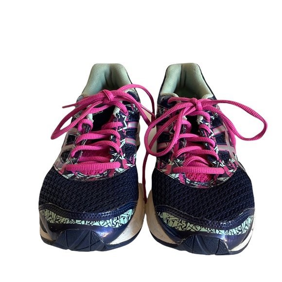 ASICS Gel Kayona 22 Sneaker Running Shoe Navy Pink Green Women’s Sz 8.5 Medium - Picture 6 of 9